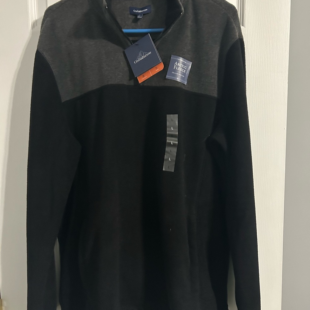 Croft & Barrow Men's Black and Gray Zip Up Sweater